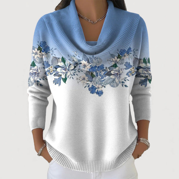 Albertine | Pull Fleuri à Col Roulé