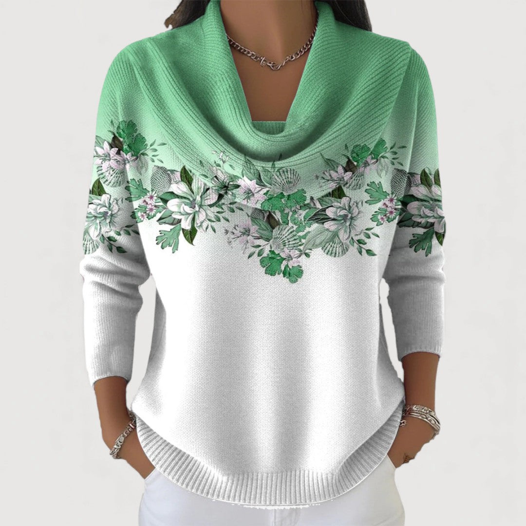 Albertine | Pull Fleuri à Col Roulé