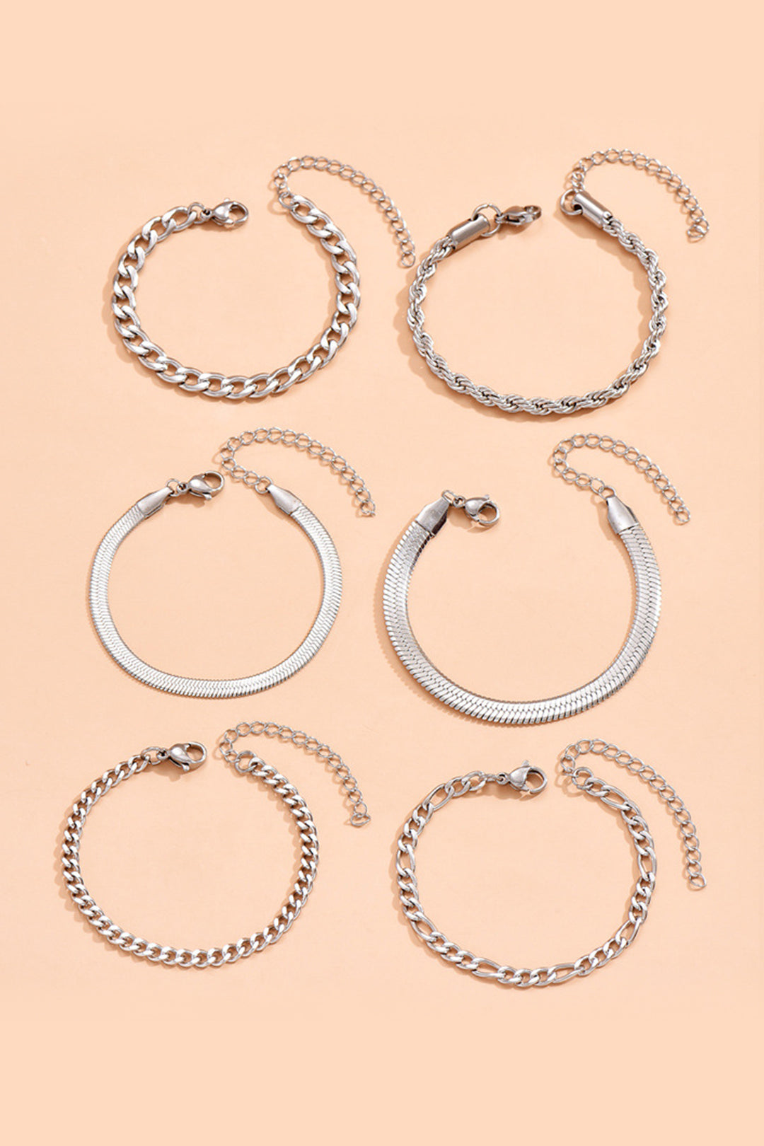 Chloé | Lot de 6 Bracelets Maille Cubaine