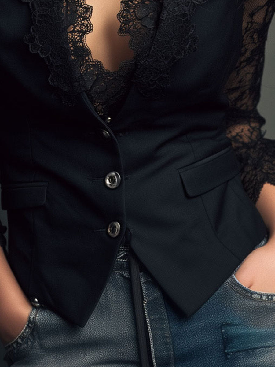 Noémie | Blazer Cintré à Dentelle