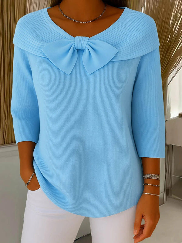 Lucienne | Pull Côtelé à Nœud