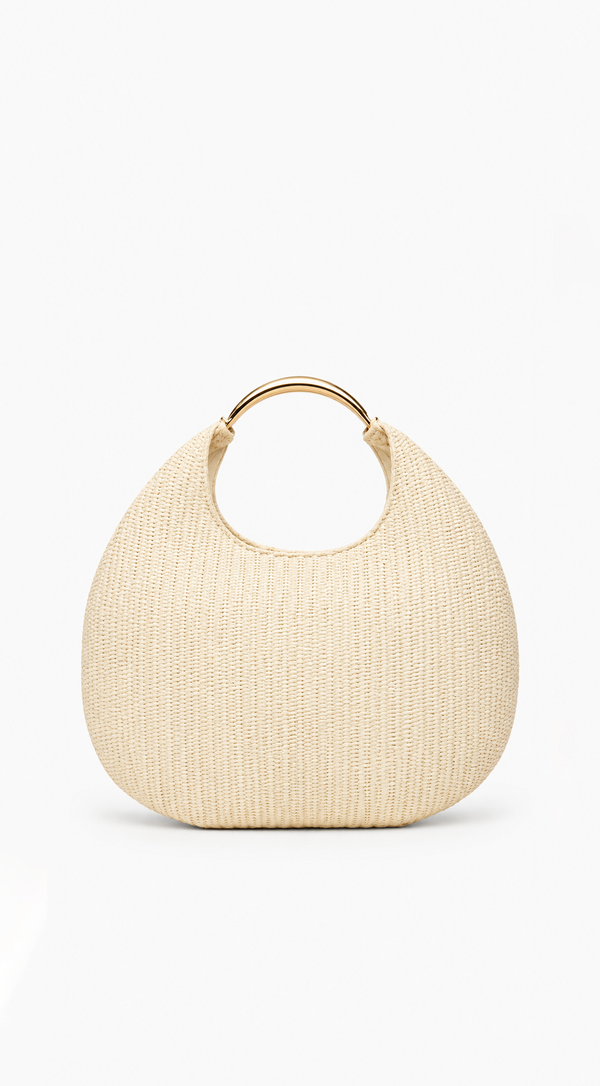 Manon | Sac Hobo Effet Paille à Anse Métallique