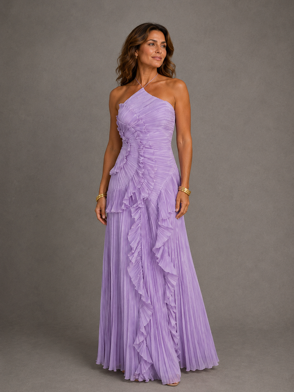 Isabelle | Robe Plissée Asymétrique Côte d'Azur