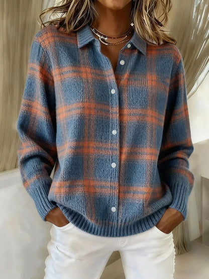 Laurence | Veste en Maille à Carreaux