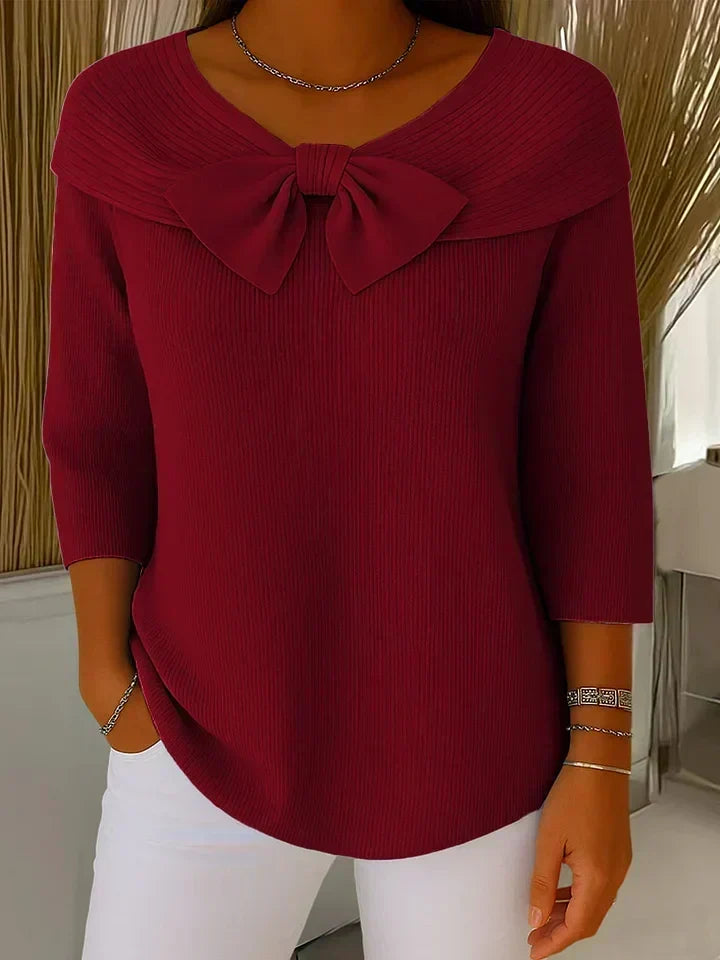 Lucienne | Pull Côtelé à Nœud