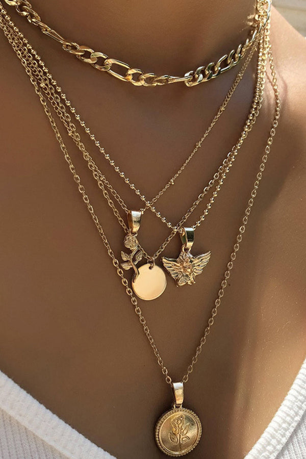 Rose | Collier Double Rang Rose et Ange