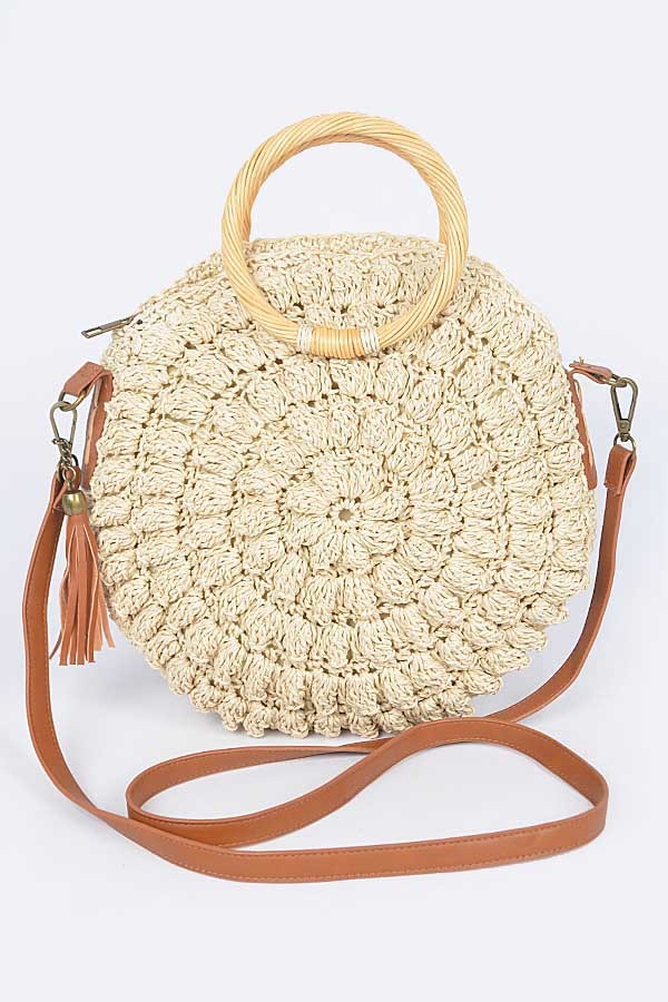 Camille | Sac Rond Effet Paille Ivoire