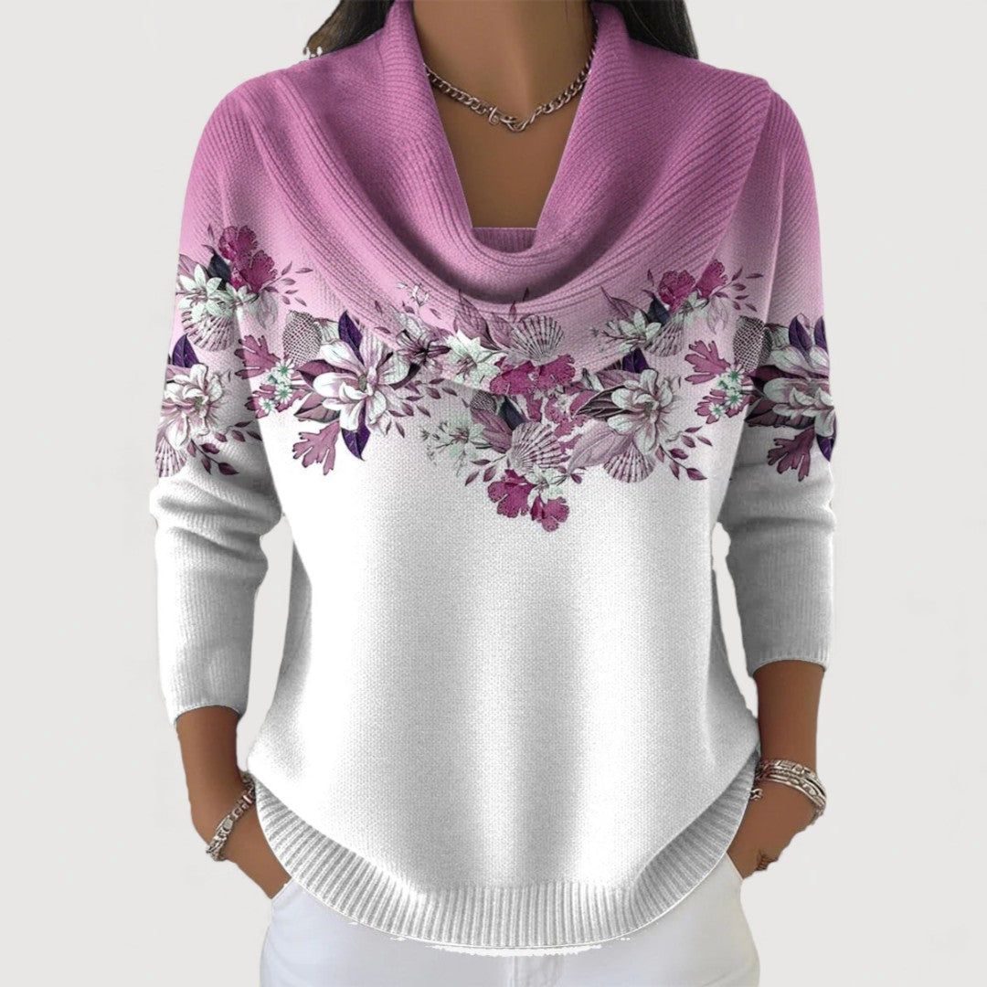 Albertine | Pull Fleuri à Col Roulé