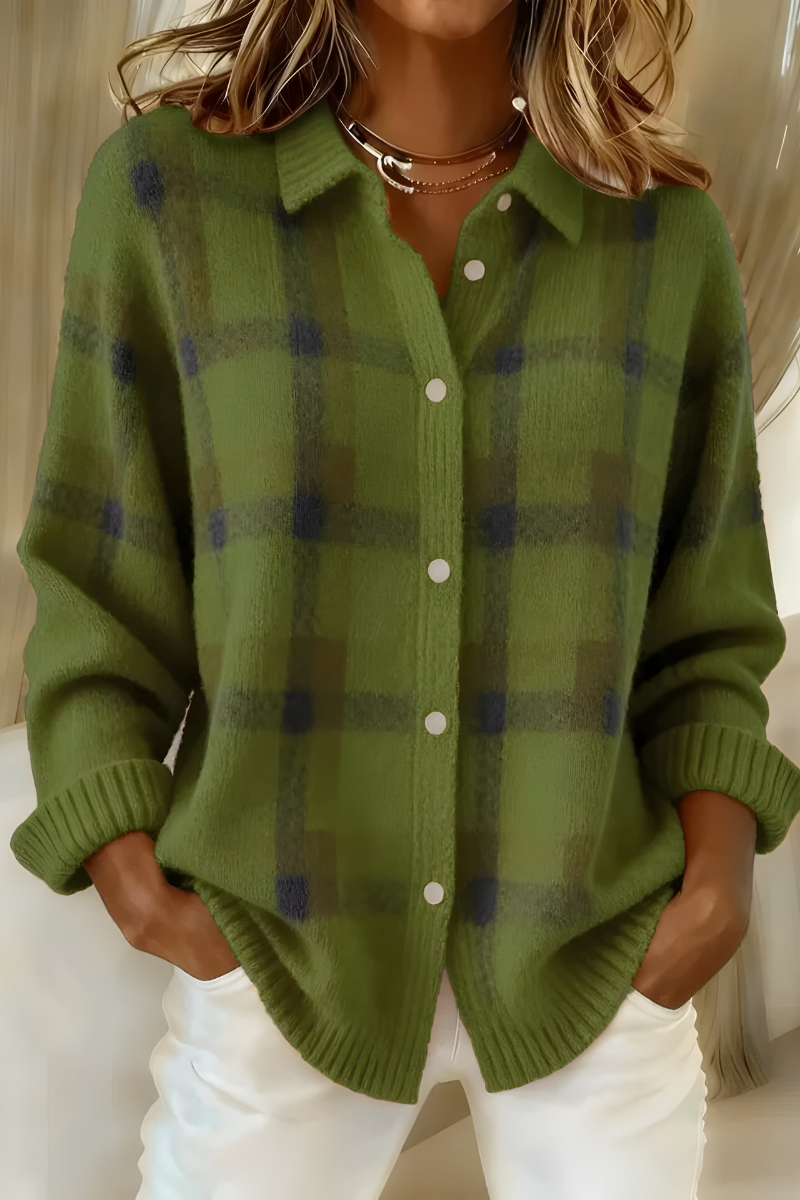 Laurence | Veste en Maille à Carreaux