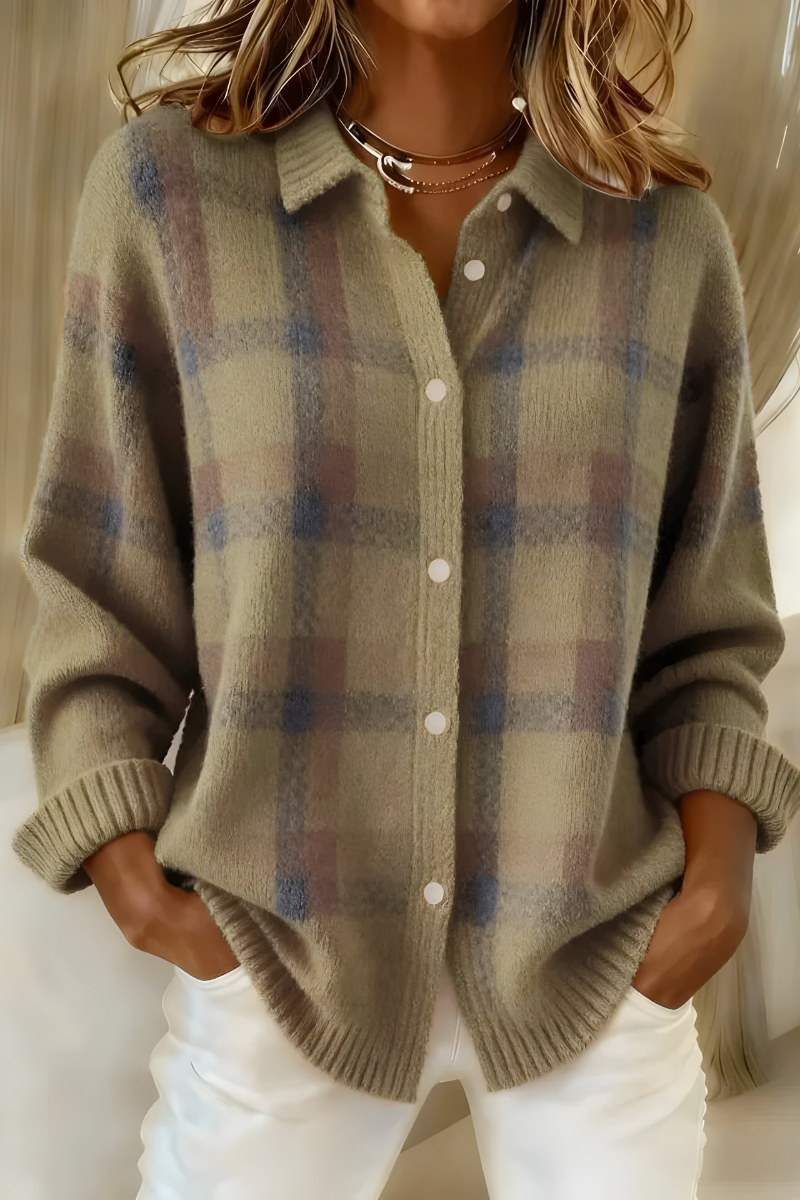 Laurence | Veste en Maille à Carreaux