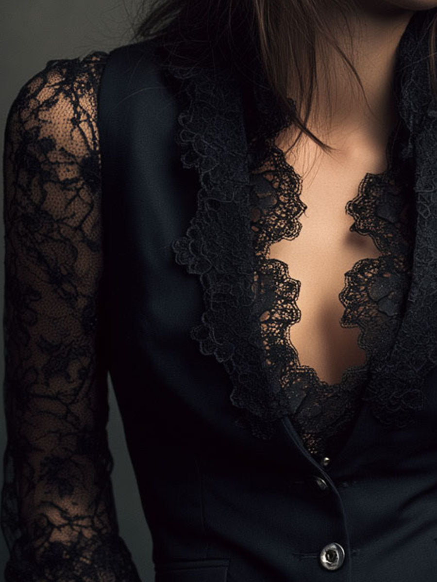 Noémie | Blazer Cintré à Dentelle