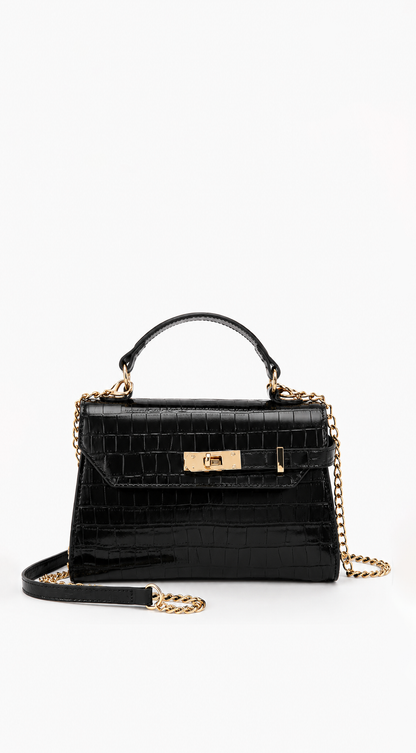 Charlotte | Sac Effet Croco à Anse et Bandoulière