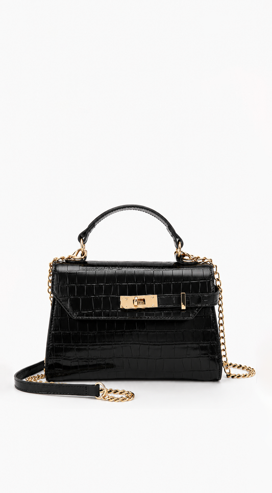 Charlotte | Sac Effet Croco à Anse et Bandoulière