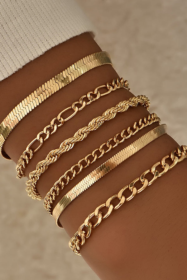 Chloé | Lot de 6 Bracelets Maille Cubaine