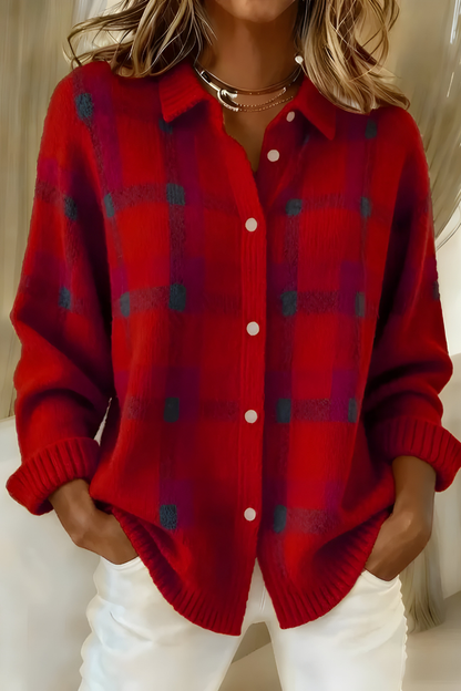 Laurence | Veste en Maille à Carreaux