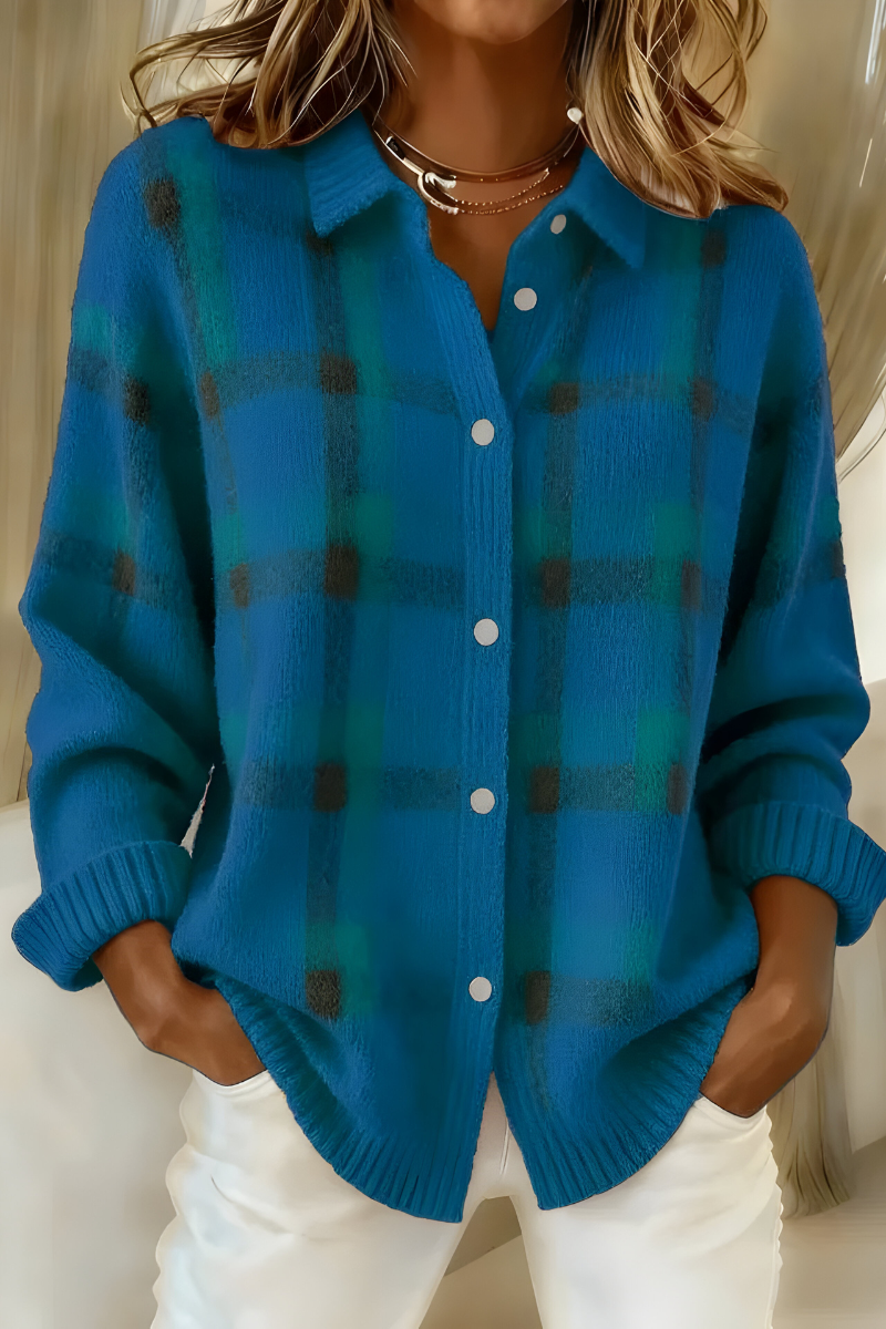 Laurence | Veste en Maille à Carreaux