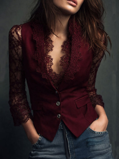 Noémie | Blazer Cintré à Dentelle