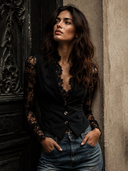 Noémie | Blazer Cintré à Dentelle