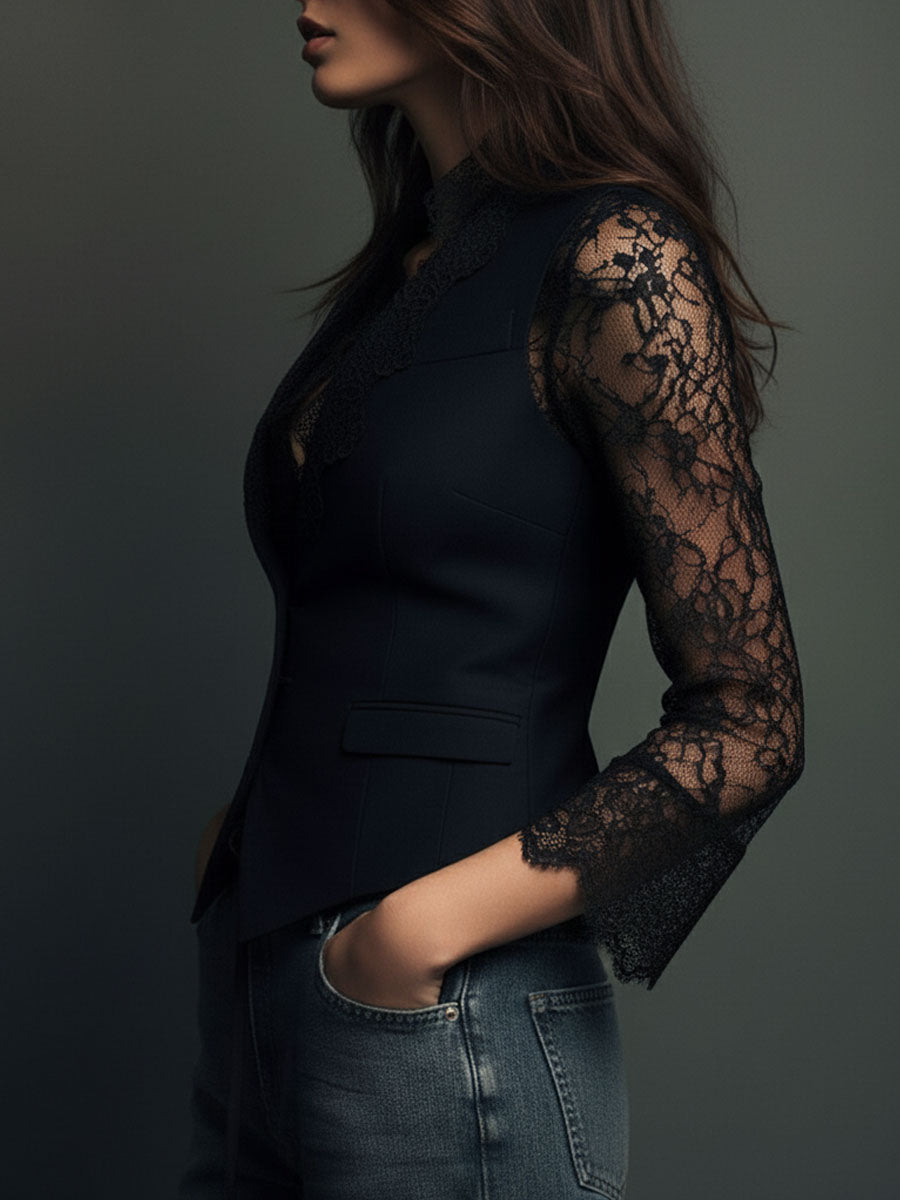 Noémie | Blazer Cintré à Dentelle