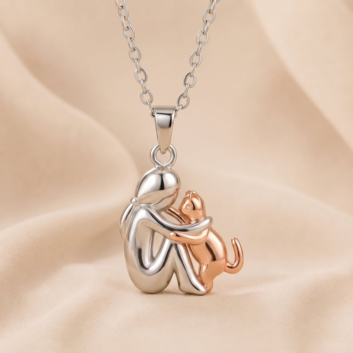 Collier Étreinte Éternelle Femme & Chat