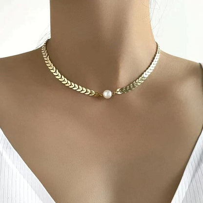 Hélène | Collier Grec Perle Dorée