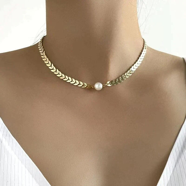 Hélène | Collier Grec Perle Dorée