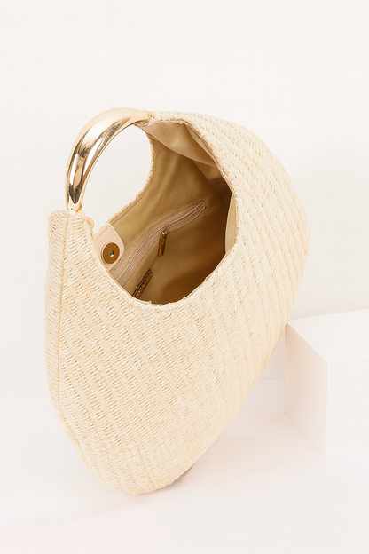 Manon | Sac Hobo Effet Paille à Anse Métallique