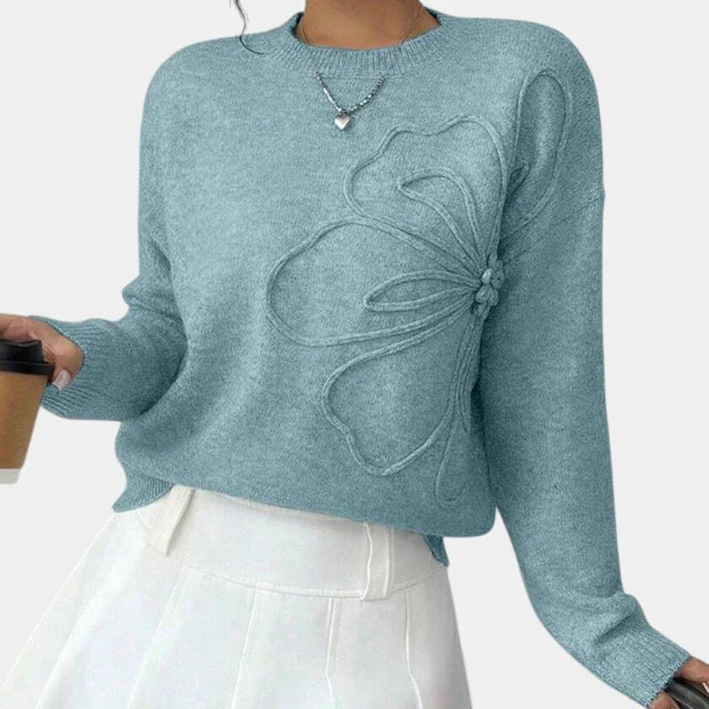 Héloïse | Pull Tricoté à Fleurs en Relief