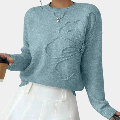 Héloïse | Pull Tricoté à Fleurs en Relief