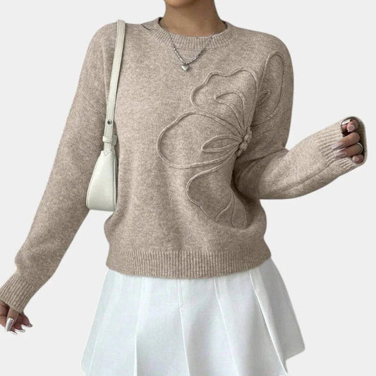 Héloïse | Pull Tricoté à Fleurs en Relief