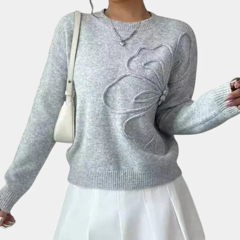 Héloïse | Pull Tricoté à Fleurs en Relief