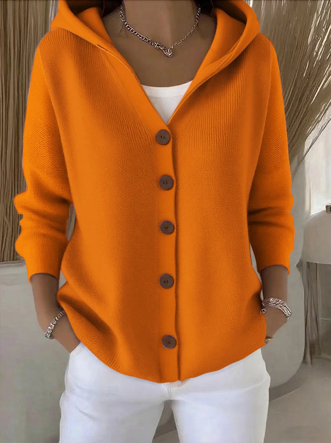Sidonie | Gilet en Maille à Capuche Évasé