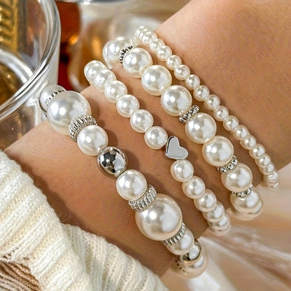 Louise | Ensemble de Bracelets Cœur et Perles