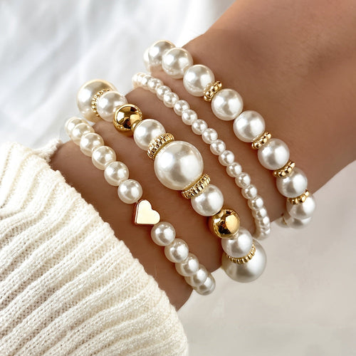Louise | Ensemble de Bracelets Cœur et Perles
