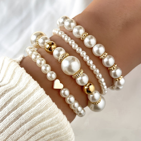 Louise | Ensemble de Bracelets Cœur et Perles