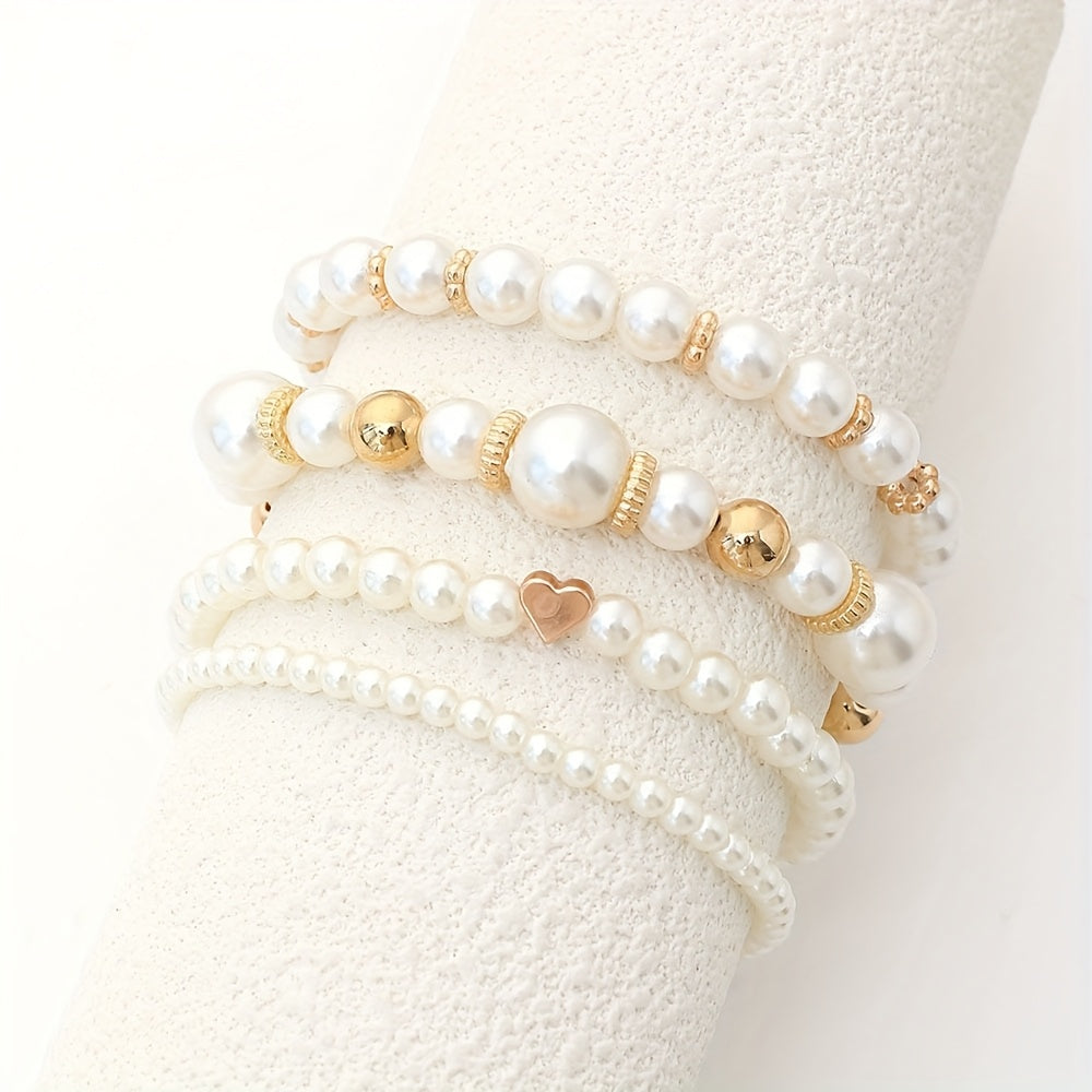 Louise | Ensemble de Bracelets Cœur et Perles
