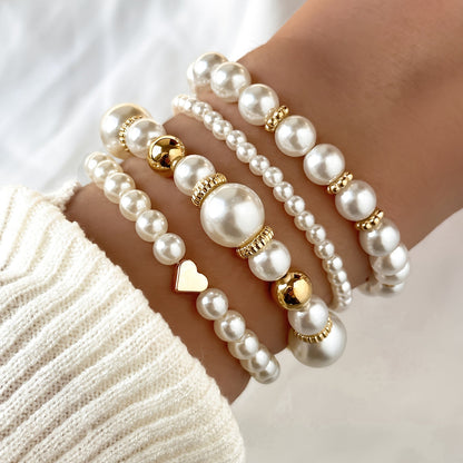 Louise | Ensemble de Bracelets Cœur et Perles