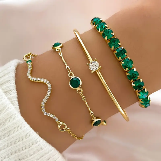 Victoire | Ensemble de Bracelets Vintage Zircon Vert