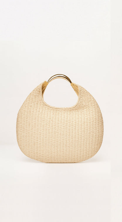 Manon | Sac Hobo Effet Paille à Anse Métallique