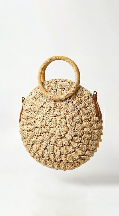 Camille | Sac Rond Effet Paille Ivoire
