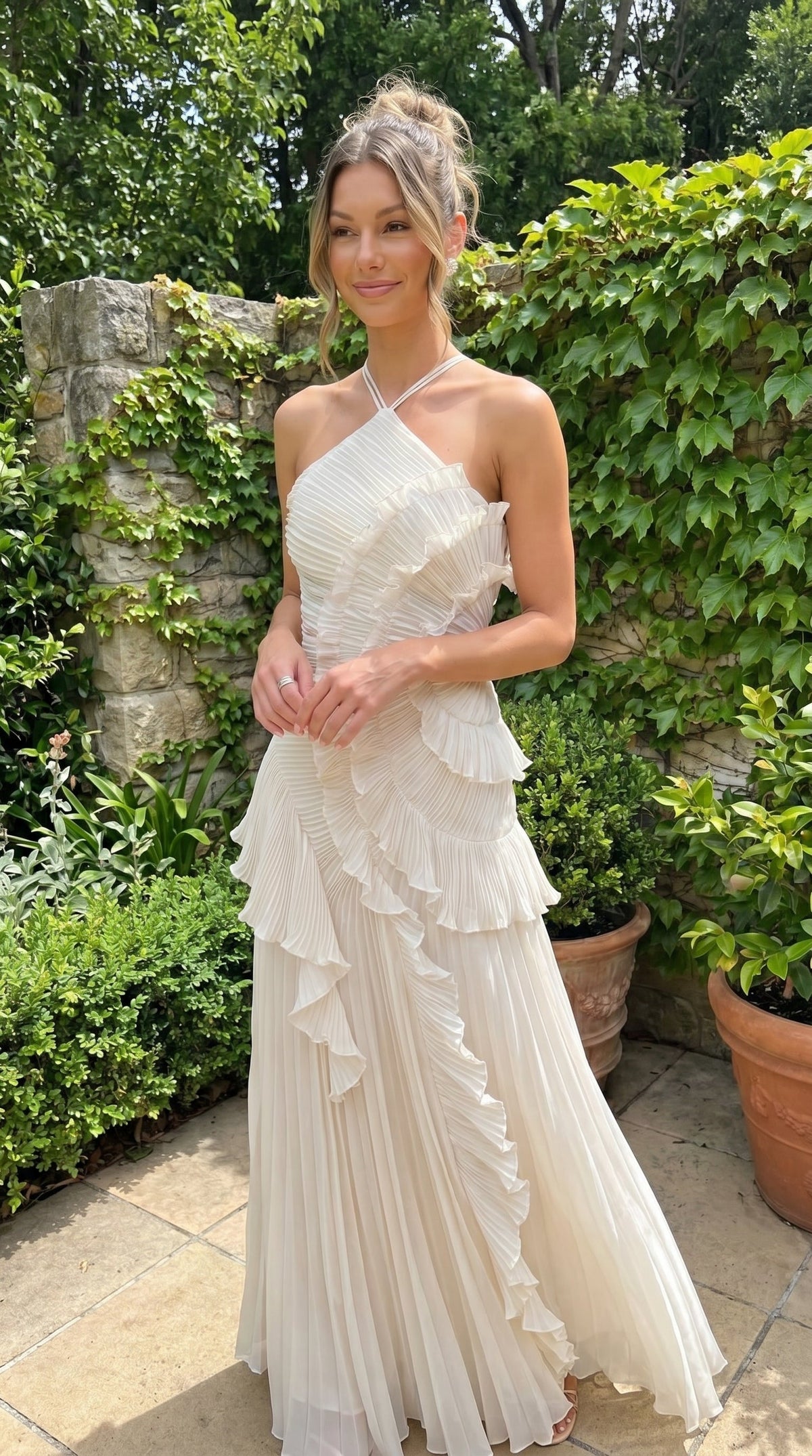 Isabelle | Robe Plissée Asymétrique Côte d'Azur