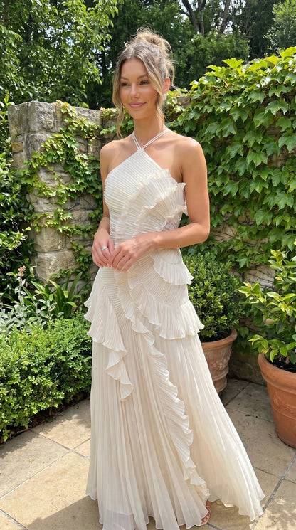 Isabelle | Robe Plissée Asymétrique Côte d'Azur