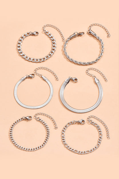 Chloé | Lot de 6 Bracelets Maille Cubaine