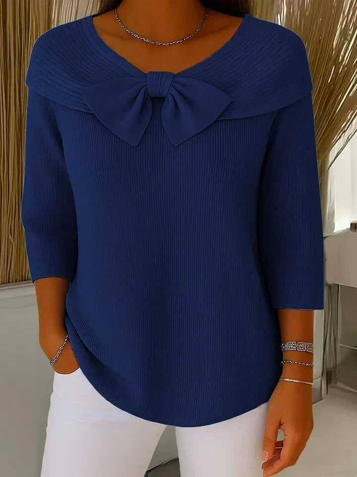 Lucienne | Pull Côtelé à Nœud