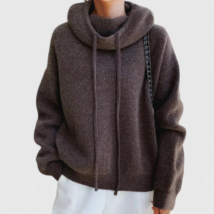Geneviève | Pull Douillet Col Haut à Capuche