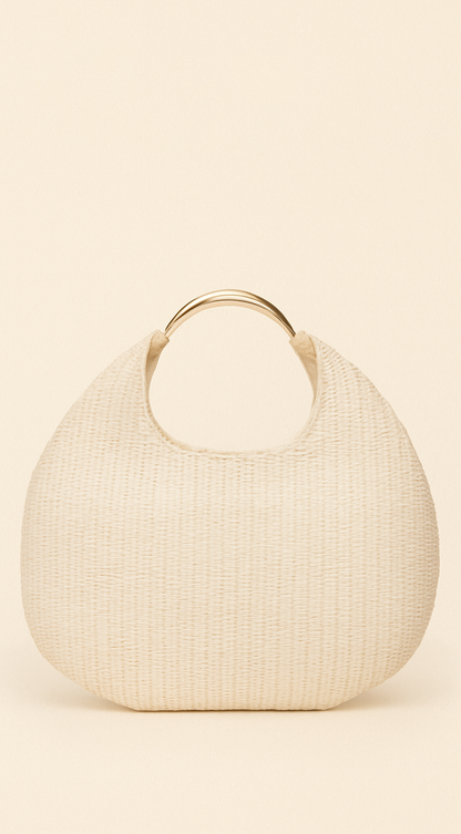 Manon | Sac Hobo Effet Paille à Anse Métallique