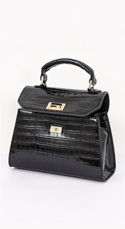 Charlotte | Sac Effet Croco à Anse et Bandoulière