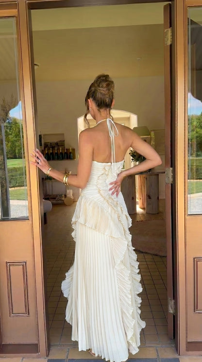 Isabelle | Robe Plissée Asymétrique Côte d'Azur