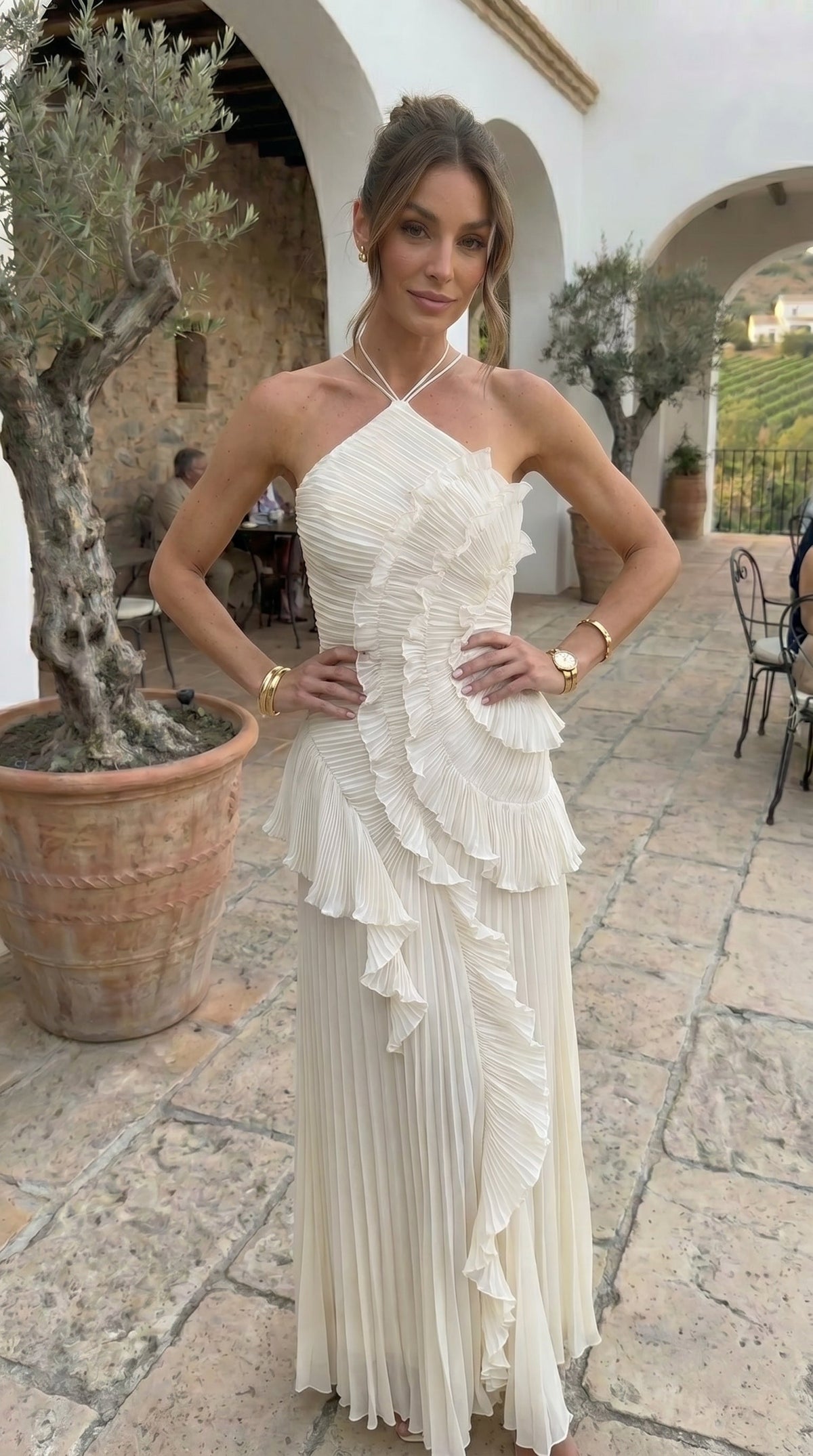 Isabelle | Robe Plissée Asymétrique Côte d'Azur