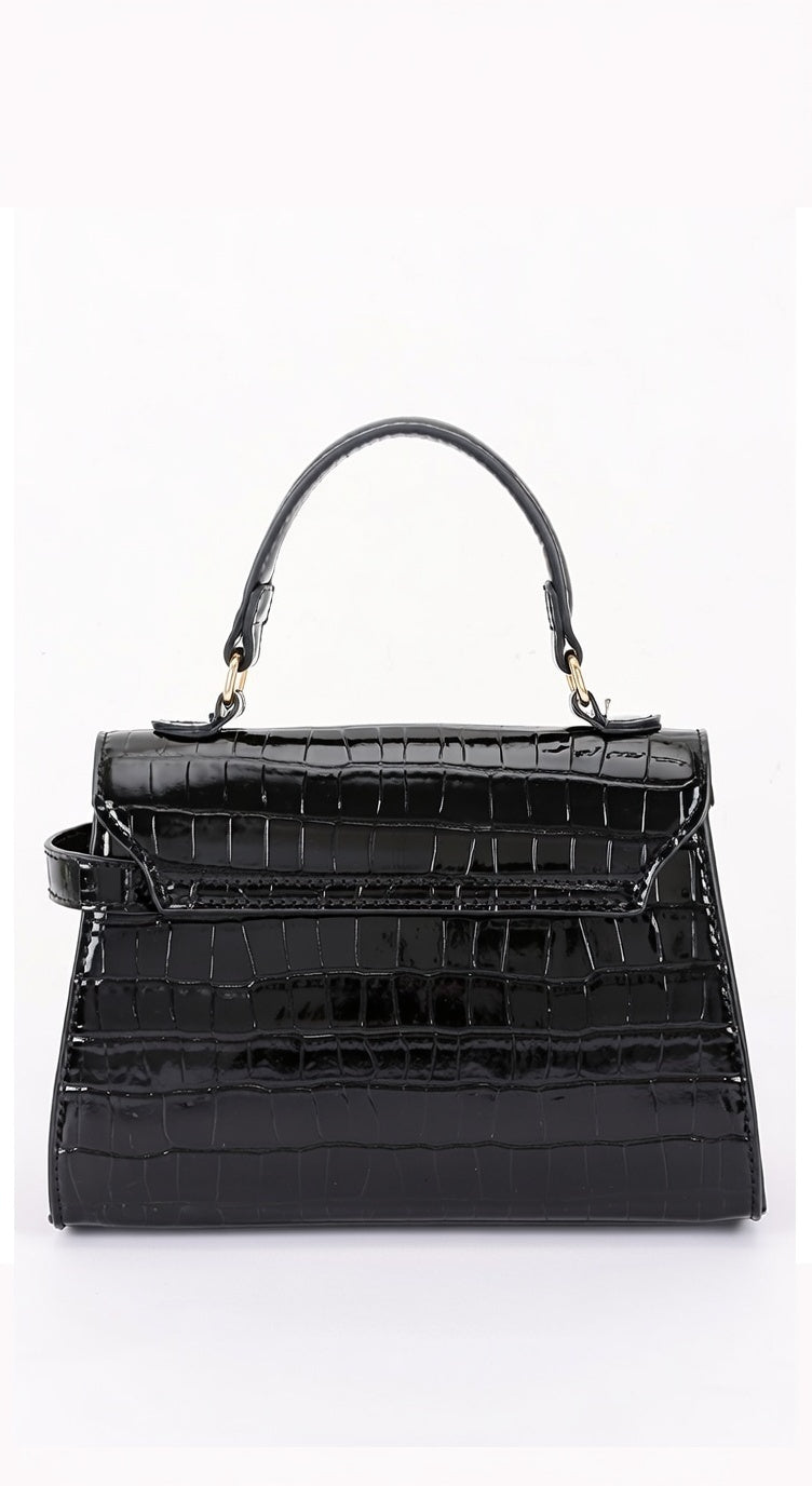 Charlotte | Sac Effet Croco à Anse et Bandoulière